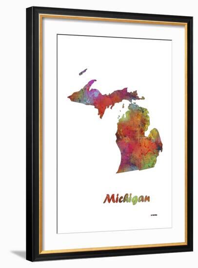 Michigan State Map 1-Marlene Watson-Framed Giclee Print