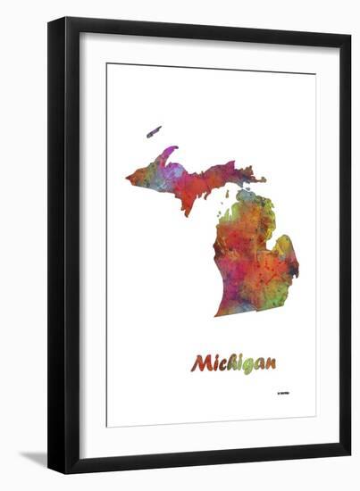 Michigan State Map 1-Marlene Watson-Framed Giclee Print