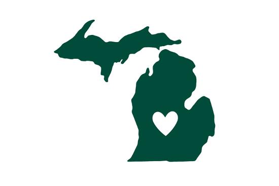Michigan State Outline And Heart Art Print Lantern Press Art Com