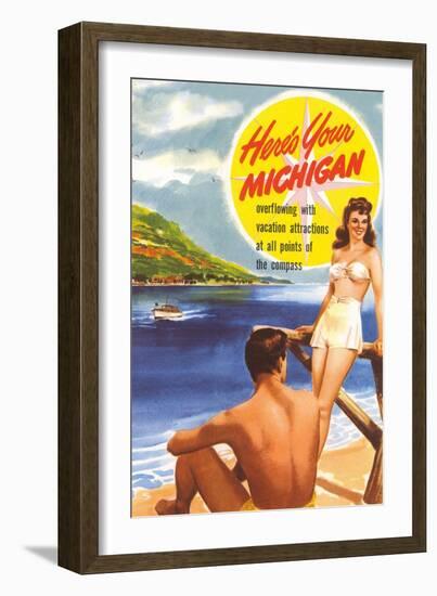 Michigan Travel Poster-null-Framed Art Print
