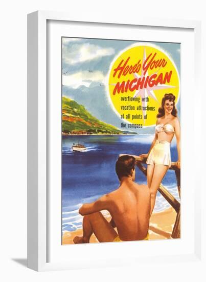 Michigan Travel Poster-null-Framed Art Print