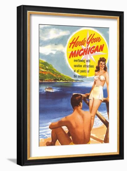 Michigan Travel Poster-null-Framed Art Print