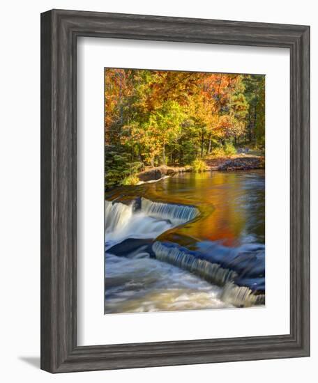 Michigan. Trees Reflect in Cascade Above Bond Falls, Ontonagon River-Julie Eggers-Framed Photographic Print