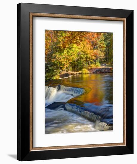 Michigan. Trees Reflect in Cascade Above Bond Falls, Ontonagon River-Julie Eggers-Framed Photographic Print