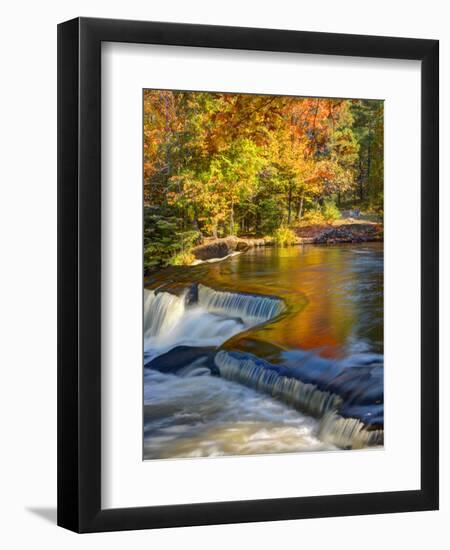 Michigan. Trees Reflect in Cascade Above Bond Falls, Ontonagon River-Julie Eggers-Framed Photographic Print