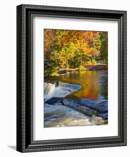 Michigan. Trees Reflect in Cascade Above Bond Falls, Ontonagon River-Julie Eggers-Framed Photographic Print