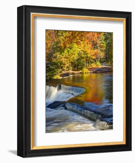 Michigan. Trees Reflect in Cascade Above Bond Falls, Ontonagon River-Julie Eggers-Framed Photographic Print