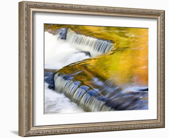 Michigan. Trees Reflect in Cascade Above Bond Falls, Ontonagon River-Julie Eggers-Framed Photographic Print