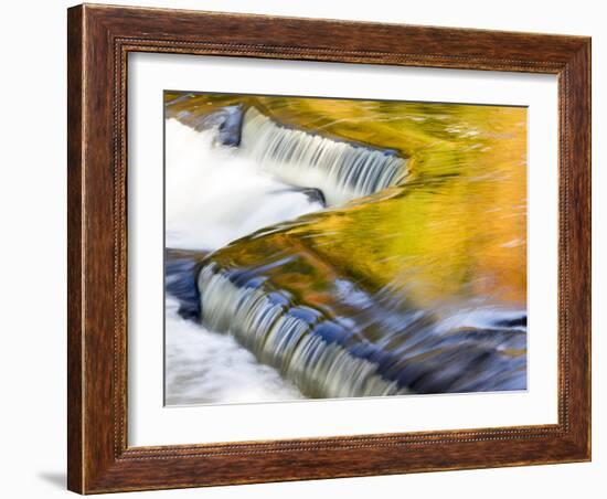 Michigan. Trees Reflect in Cascade Above Bond Falls, Ontonagon River-Julie Eggers-Framed Photographic Print