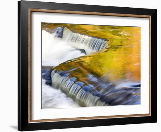 Michigan. Trees Reflect in Cascade Above Bond Falls, Ontonagon River-Julie Eggers-Framed Photographic Print