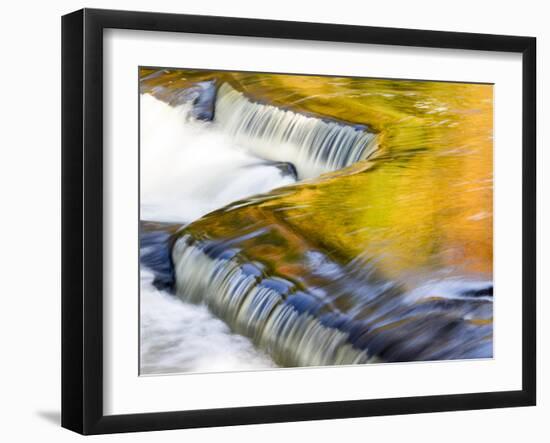 Michigan. Trees Reflect in Cascade Above Bond Falls, Ontonagon River-Julie Eggers-Framed Photographic Print