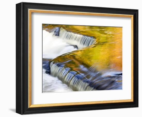 Michigan. Trees Reflect in Cascade Above Bond Falls, Ontonagon River-Julie Eggers-Framed Photographic Print