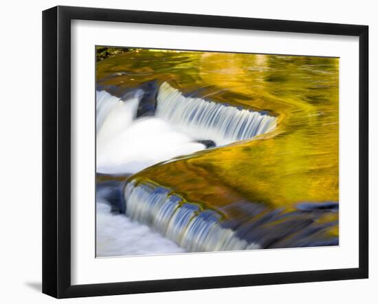 Michigan. Trees Reflect in Cascade Above Bond Falls, Ontonagon River-Julie Eggers-Framed Photographic Print