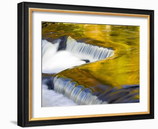 Michigan. Trees Reflect in Cascade Above Bond Falls, Ontonagon River-Julie Eggers-Framed Photographic Print