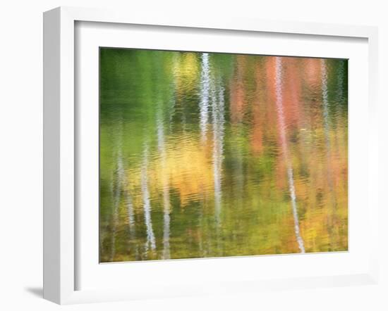 Michigan, Upper Peninsul. Reflection of Blurred Autumn Woodland-Julie Eggers-Framed Photographic Print