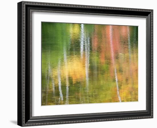 Michigan, Upper Peninsul. Reflection of Blurred Autumn Woodland-Julie Eggers-Framed Photographic Print