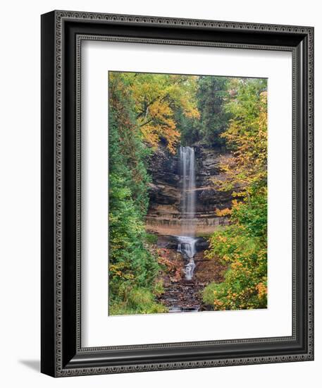 Michigan, Upper Peninsula. Munising Falls in Autumn-Julie Eggers-Framed Premium Photographic Print