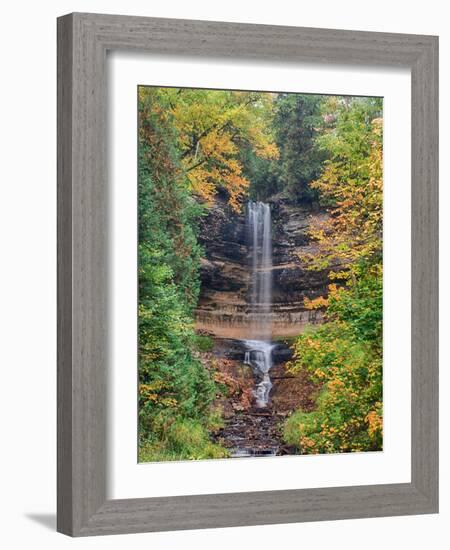 Michigan, Upper Peninsula. Munising Falls in Autumn-Julie Eggers-Framed Photographic Print