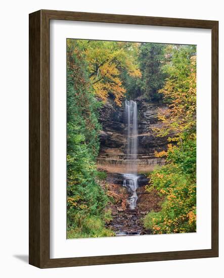 Michigan, Upper Peninsula. Munising Falls in Autumn-Julie Eggers-Framed Photographic Print