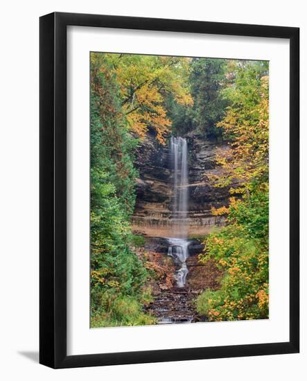 Michigan, Upper Peninsula. Munising Falls in Autumn-Julie Eggers-Framed Photographic Print