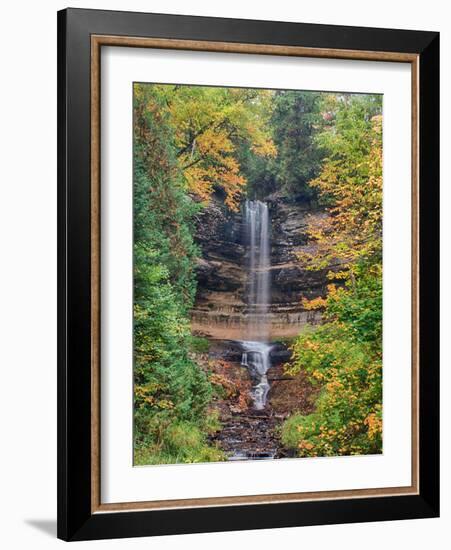 Michigan, Upper Peninsula. Munising Falls in Autumn-Julie Eggers-Framed Photographic Print