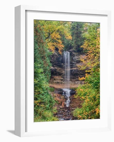 Michigan, Upper Peninsula. Munising Falls in Autumn-Julie Eggers-Framed Photographic Print