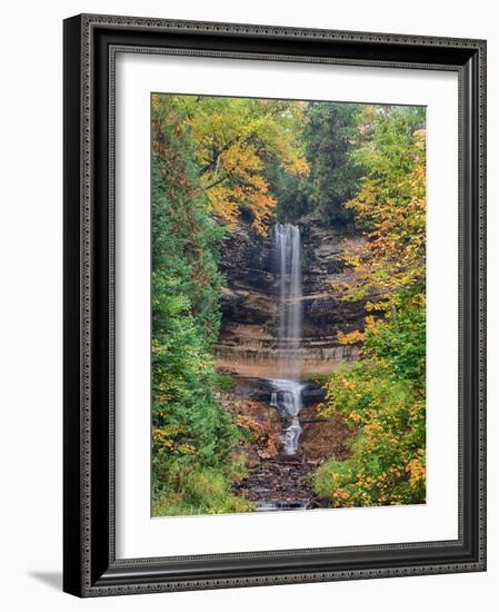 Michigan, Upper Peninsula. Munising Falls in Autumn-Julie Eggers-Framed Photographic Print