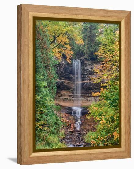 Michigan, Upper Peninsula. Munising Falls in Autumn-Julie Eggers-Framed Premier Image Canvas