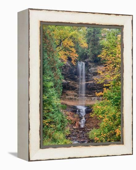 Michigan, Upper Peninsula. Munising Falls in Autumn-Julie Eggers-Framed Premier Image Canvas