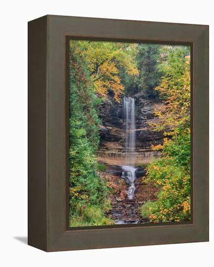 Michigan, Upper Peninsula. Munising Falls in Autumn-Julie Eggers-Framed Premier Image Canvas