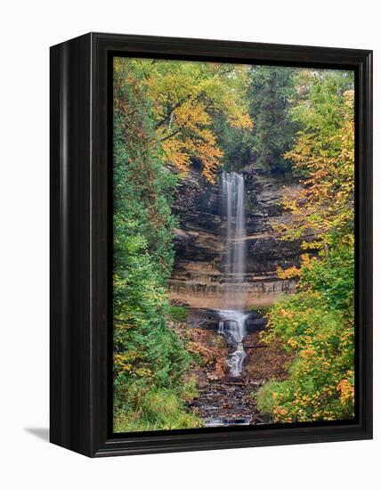 Michigan, Upper Peninsula. Munising Falls in Autumn-Julie Eggers-Framed Premier Image Canvas