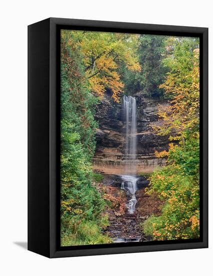 Michigan, Upper Peninsula. Munising Falls in Autumn-Julie Eggers-Framed Premier Image Canvas