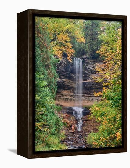 Michigan, Upper Peninsula. Munising Falls in Autumn-Julie Eggers-Framed Premier Image Canvas