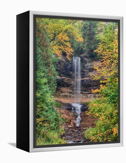 Michigan, Upper Peninsula. Munising Falls in Autumn-Julie Eggers-Framed Premier Image Canvas