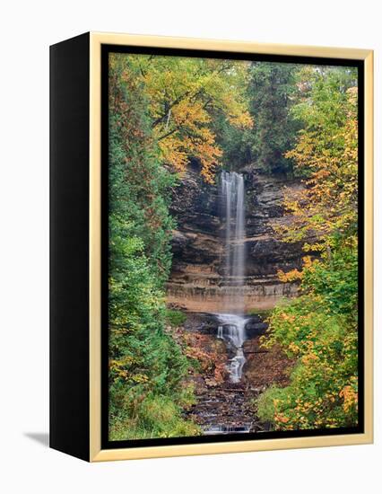 Michigan, Upper Peninsula. Munising Falls in Autumn-Julie Eggers-Framed Premier Image Canvas