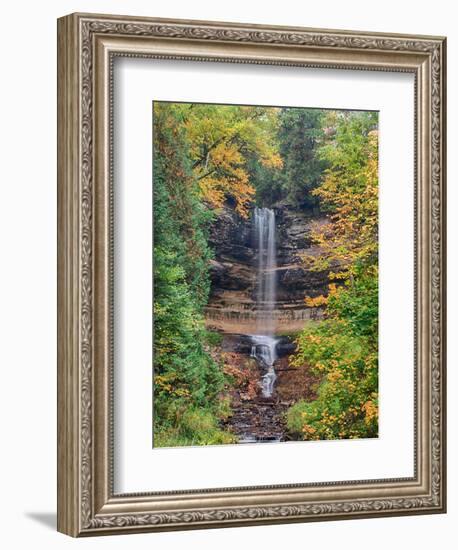 Michigan, Upper Peninsula. Munising Falls in Autumn-Julie Eggers-Framed Photographic Print