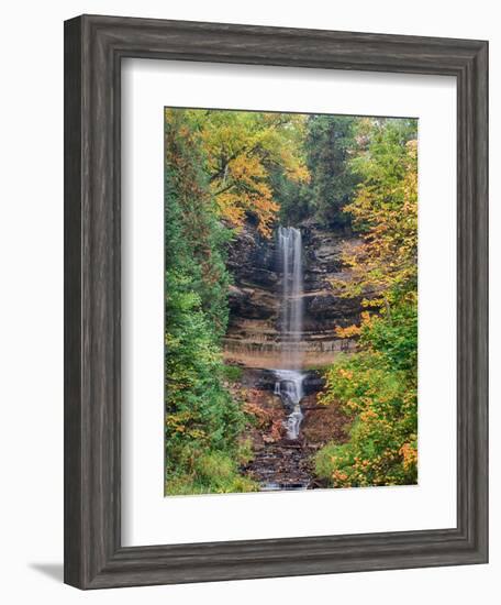 Michigan, Upper Peninsula. Munising Falls in Autumn-Julie Eggers-Framed Photographic Print