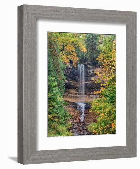 Michigan, Upper Peninsula. Munising Falls in Autumn-Julie Eggers-Framed Photographic Print