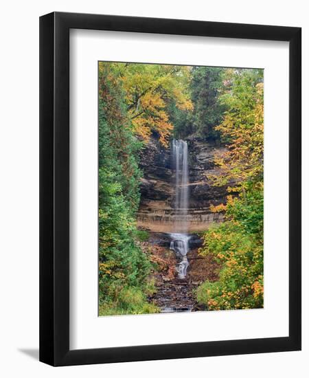 Michigan, Upper Peninsula. Munising Falls in Autumn-Julie Eggers-Framed Photographic Print