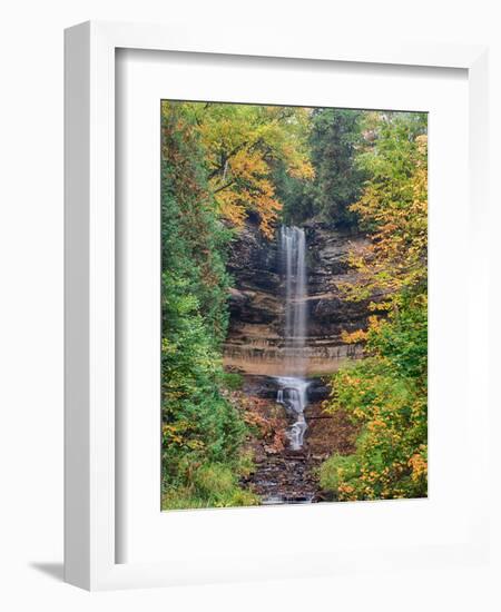 Michigan, Upper Peninsula. Munising Falls in Autumn-Julie Eggers-Framed Photographic Print