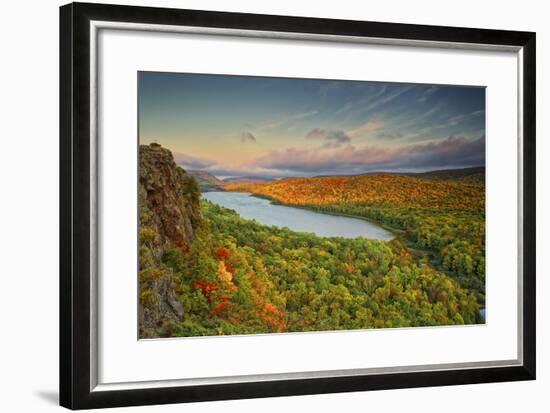 Michigan, Upper Peninsula. Sunset at Lake of the Clouds-Petr Bednarik-Framed Photographic Print