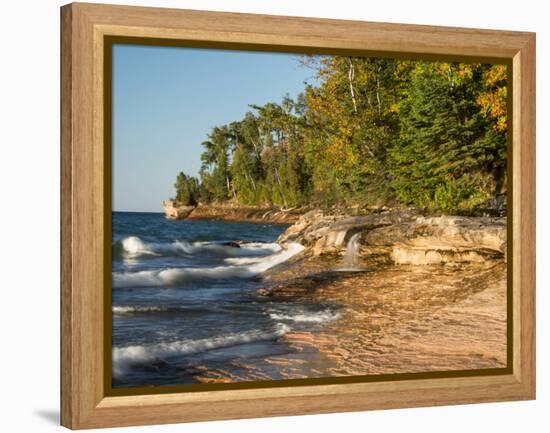 Michigan, Upper Peninsula. Waterfall Along the Edge of Lake Superior-Julie Eggers-Framed Premier Image Canvas