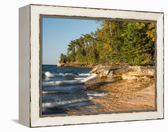 Michigan, Upper Peninsula. Waterfall Along the Edge of Lake Superior-Julie Eggers-Framed Premier Image Canvas