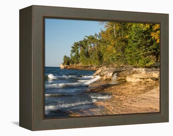 Michigan, Upper Peninsula. Waterfall Along the Edge of Lake Superior-Julie Eggers-Framed Premier Image Canvas