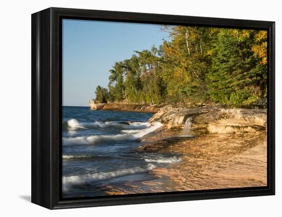 Michigan, Upper Peninsula. Waterfall Along the Edge of Lake Superior-Julie Eggers-Framed Premier Image Canvas