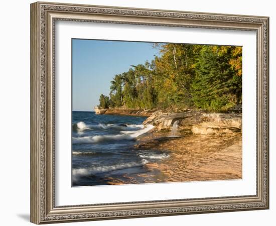 Michigan, Upper Peninsula. Waterfall Along the Edge of Lake Superior-Julie Eggers-Framed Photographic Print