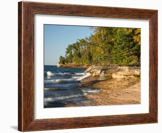 Michigan, Upper Peninsula. Waterfall Along the Edge of Lake Superior-Julie Eggers-Framed Photographic Print