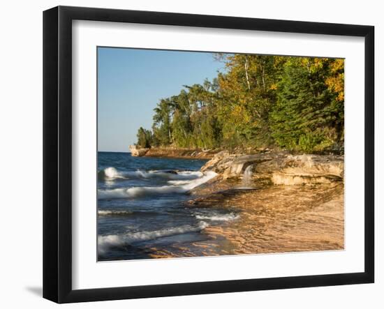 Michigan, Upper Peninsula. Waterfall Along the Edge of Lake Superior-Julie Eggers-Framed Photographic Print