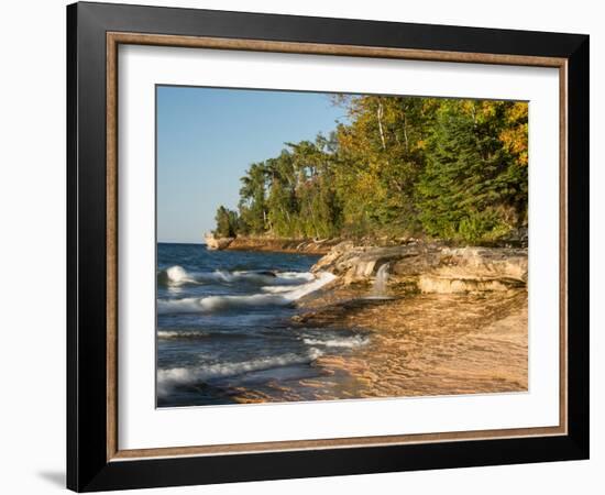 Michigan, Upper Peninsula. Waterfall Along the Edge of Lake Superior-Julie Eggers-Framed Photographic Print
