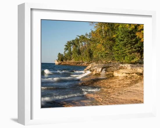 Michigan, Upper Peninsula. Waterfall Along the Edge of Lake Superior-Julie Eggers-Framed Photographic Print